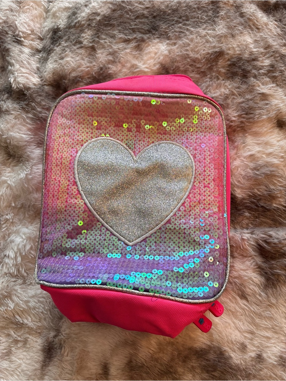 Vintage Y2K Limited Too Pink Sequin Heart Lunch Bag